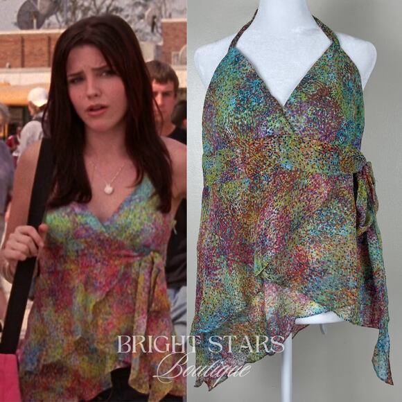 Tops - Rare Multicolor Silk Halter Top ASO Brooke Davis One Tree Hill Y2K Sophia Bush